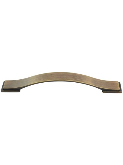 Mirada Strap Cabinet Pull - 6 1/4 inch Center-to-Center in Antique Brushed Satin Brass.